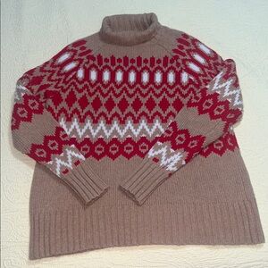 Merino Wool Blend Fair Isle Mock TurtleNeck Sweater